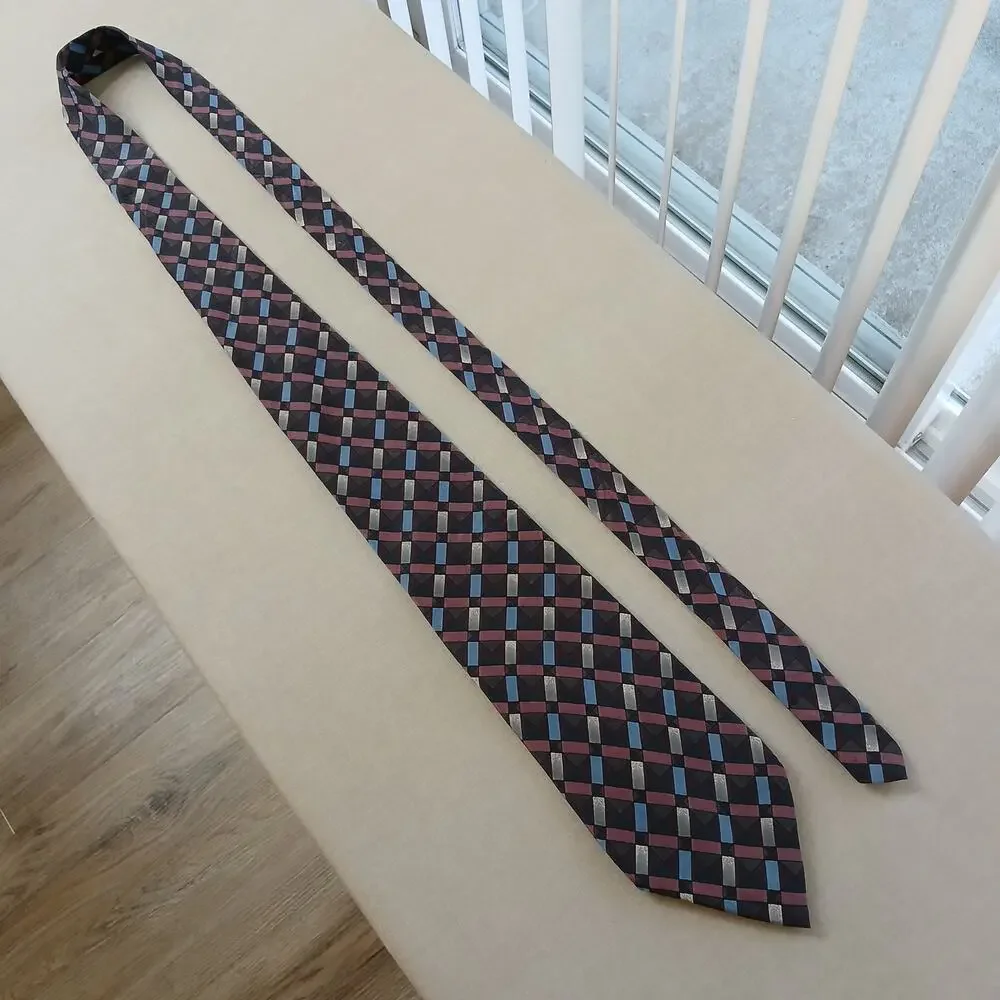 Adolfo Couture Vintage Mens Geometric Necktie muted art deco revival retro